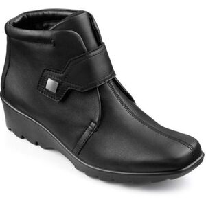 Hotter Tamara Std Black Leather Booties, Size 10